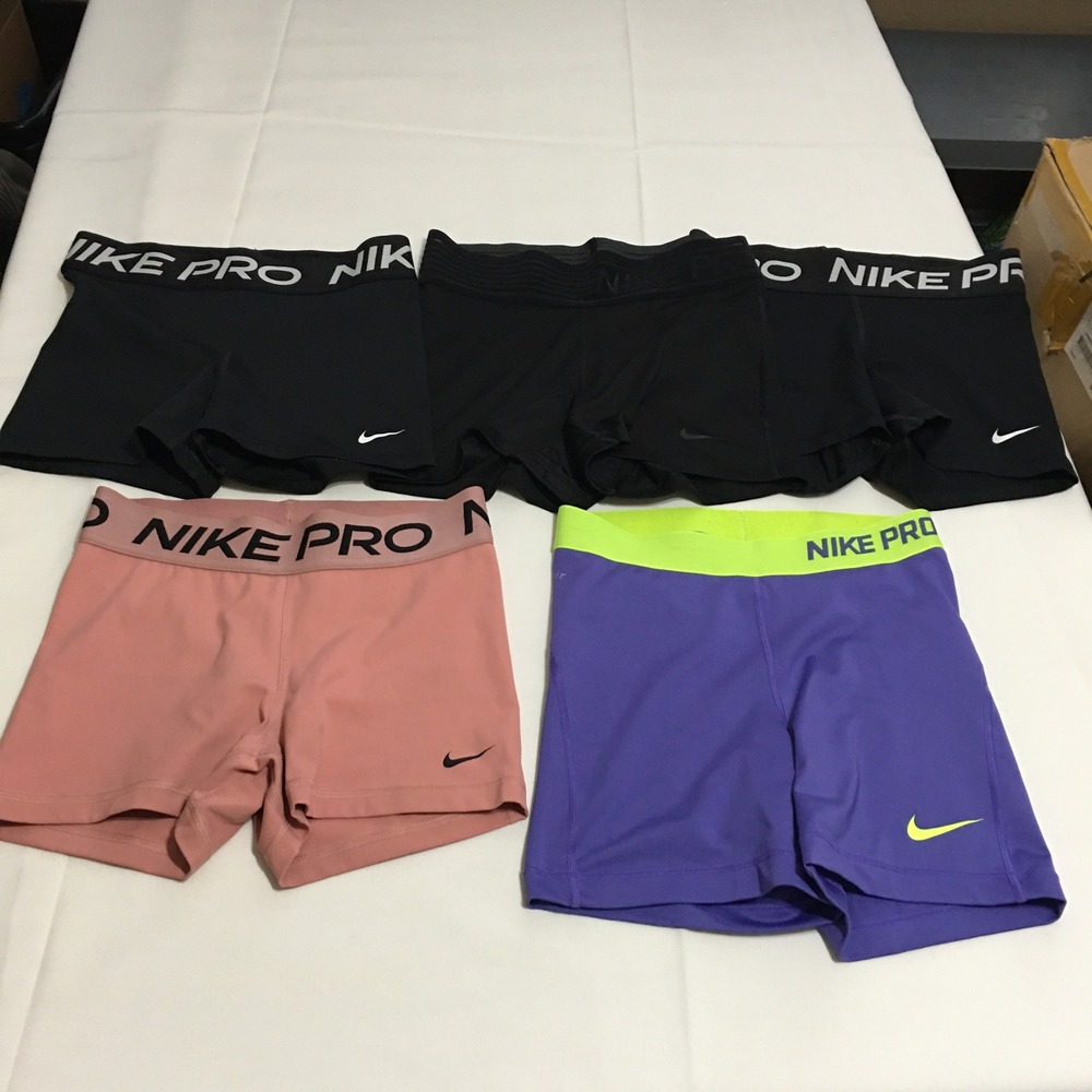 Lot of 5 Nike Pro Shorts Womens Small Multicolor Dri-Fit Athletic